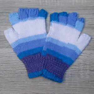 Fingerless Gloves :  Blue Stripes