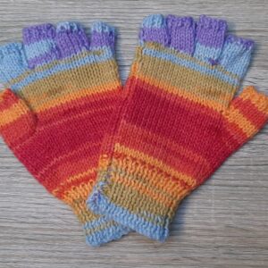 Fingerless Gloves :  Bright Rainbow